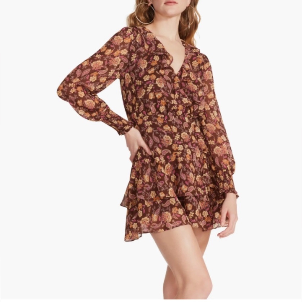 BB Dakota Floral‎ Ruffle Mini Dress Boho Romantic Fall Style NWT M
